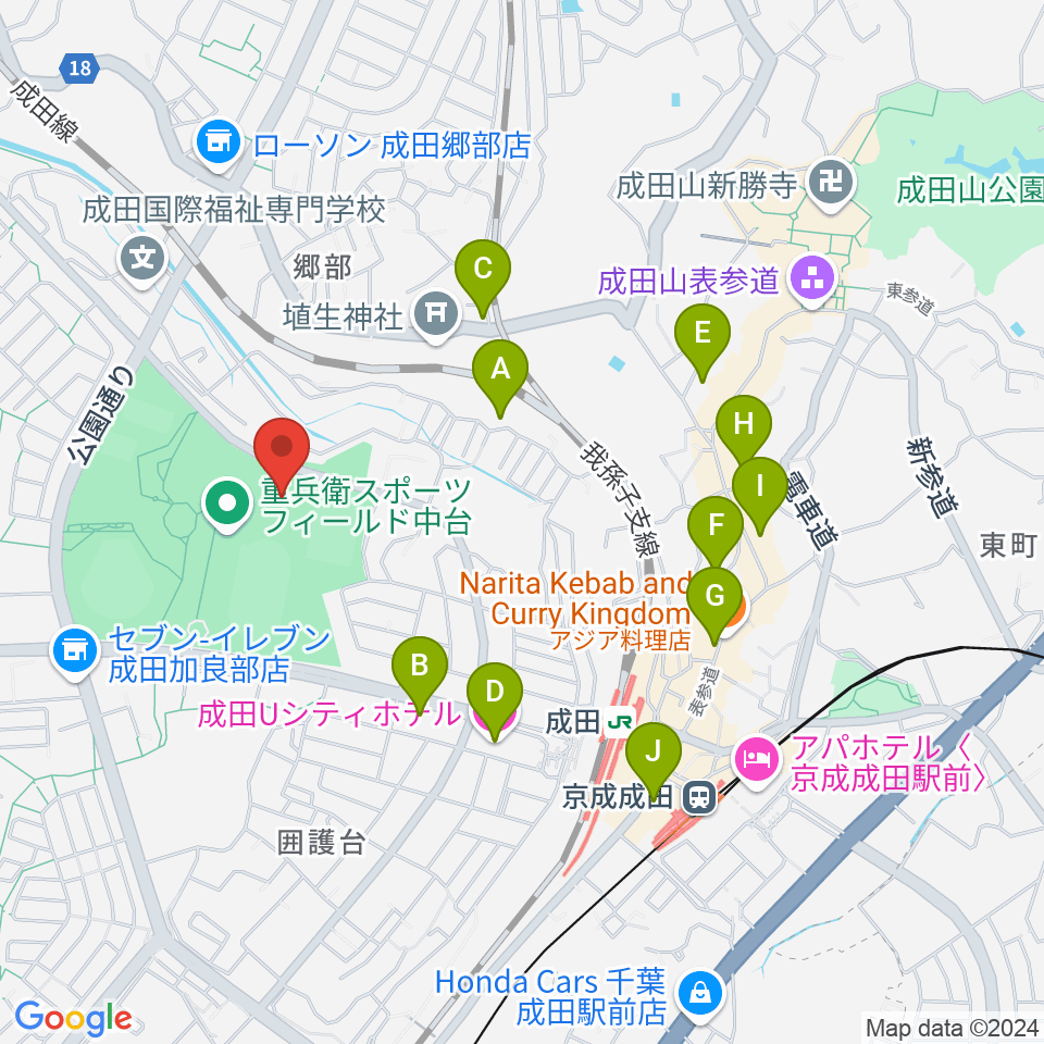 重兵衛スポーツフィールド中台体育館周辺のホテル一覧地図