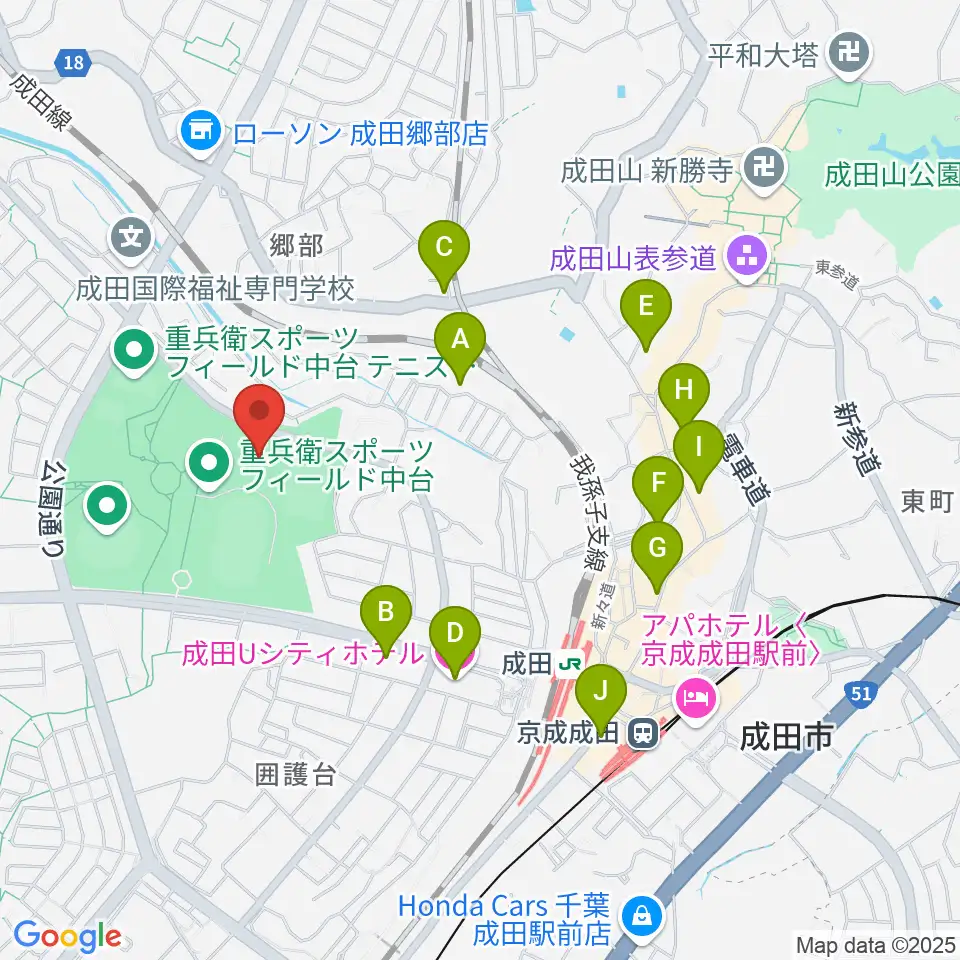 重兵衛スポーツフィールド中台体育館周辺のホテル一覧地図
