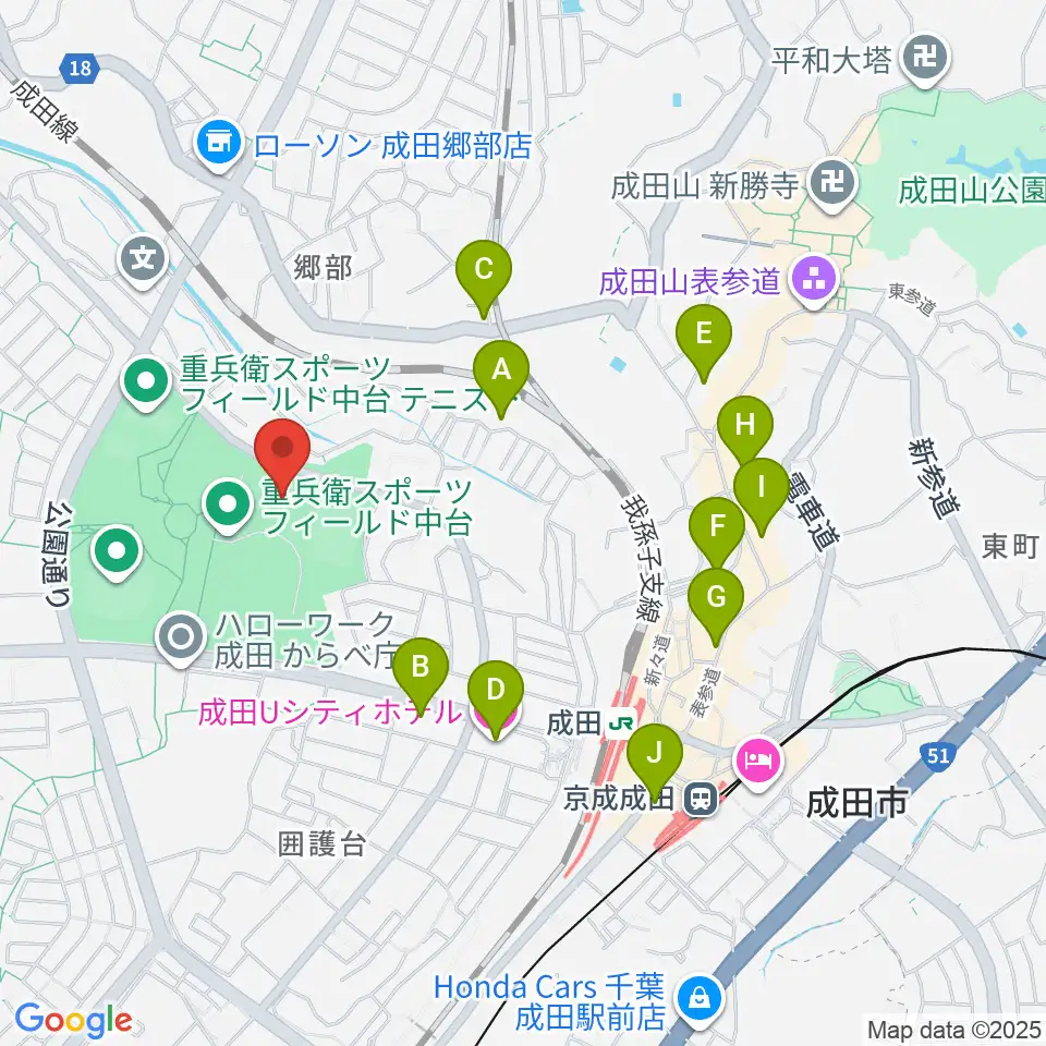 重兵衛スポーツフィールド中台体育館周辺のホテル一覧地図
