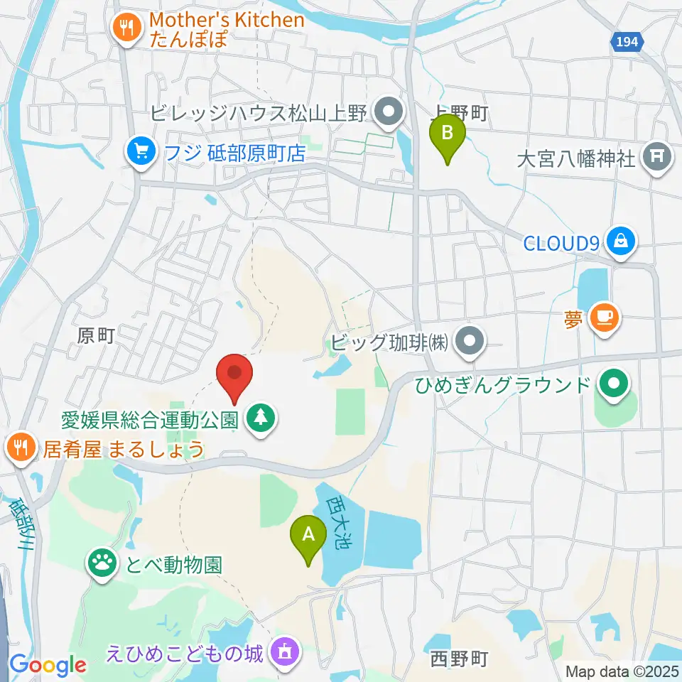 愛媛県総合運動公園体育館周辺のホテル一覧地図