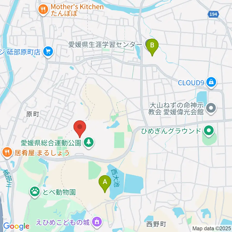 愛媛県総合運動公園体育館周辺のホテル一覧地図