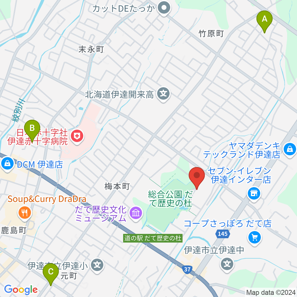 伊達市総合体育館あかつき周辺のホテル一覧地図