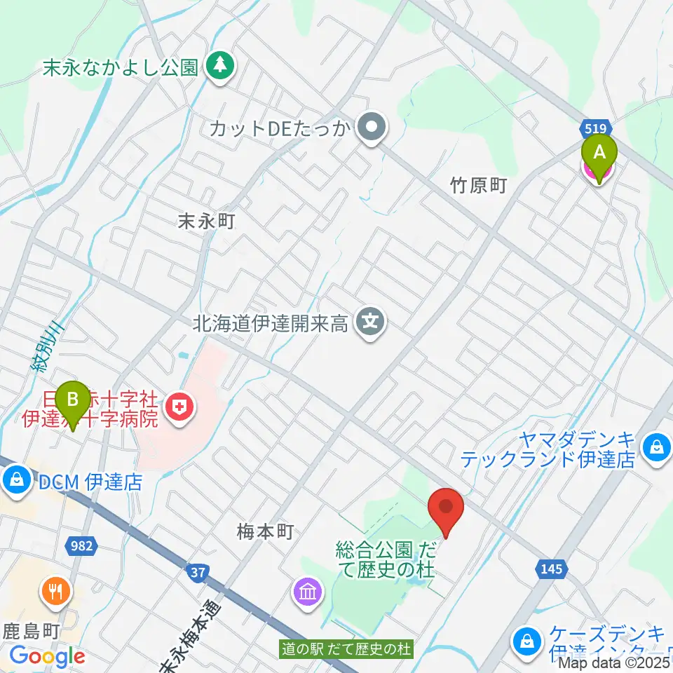 伊達市総合体育館あかつき周辺のホテル一覧地図
