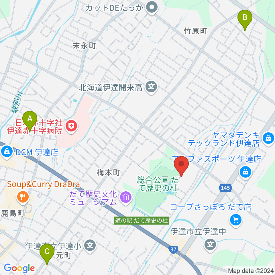 伊達市温水プール・トレーニング室周辺のホテル一覧地図