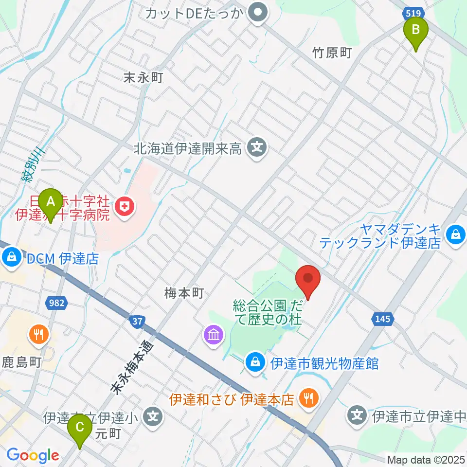 伊達市温水プール・トレーニング室周辺のホテル一覧地図