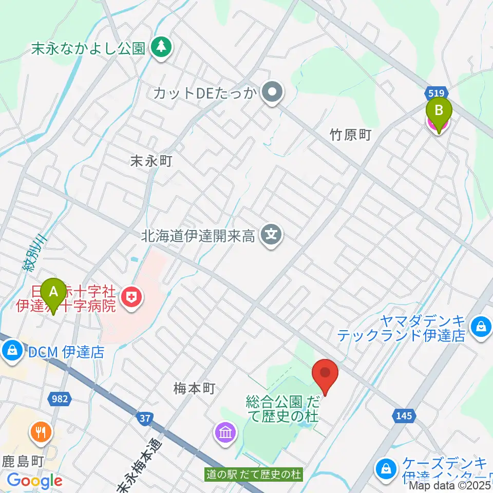 伊達市温水プール・トレーニング室周辺のホテル一覧地図