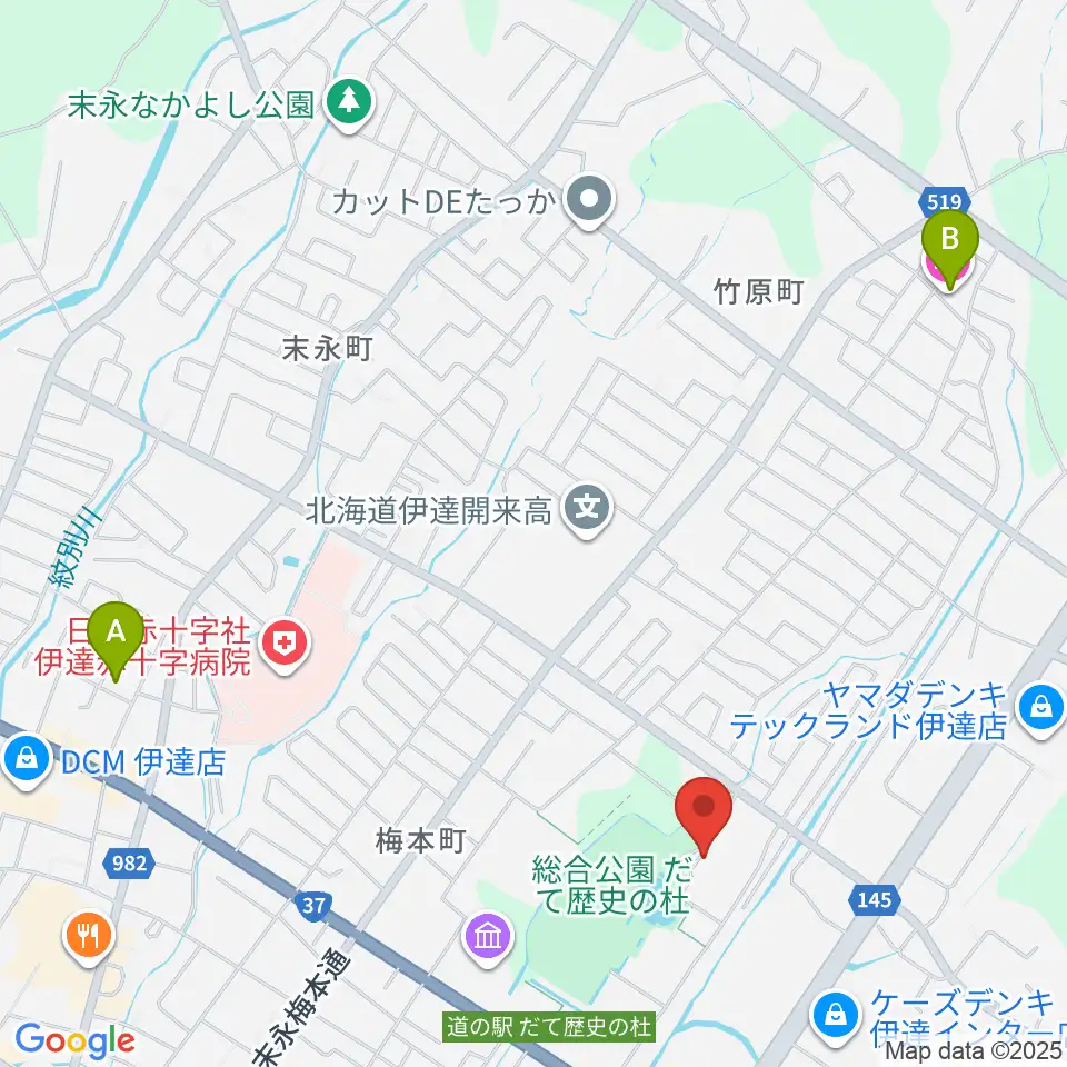 伊達市温水プール・トレーニング室周辺のホテル一覧地図