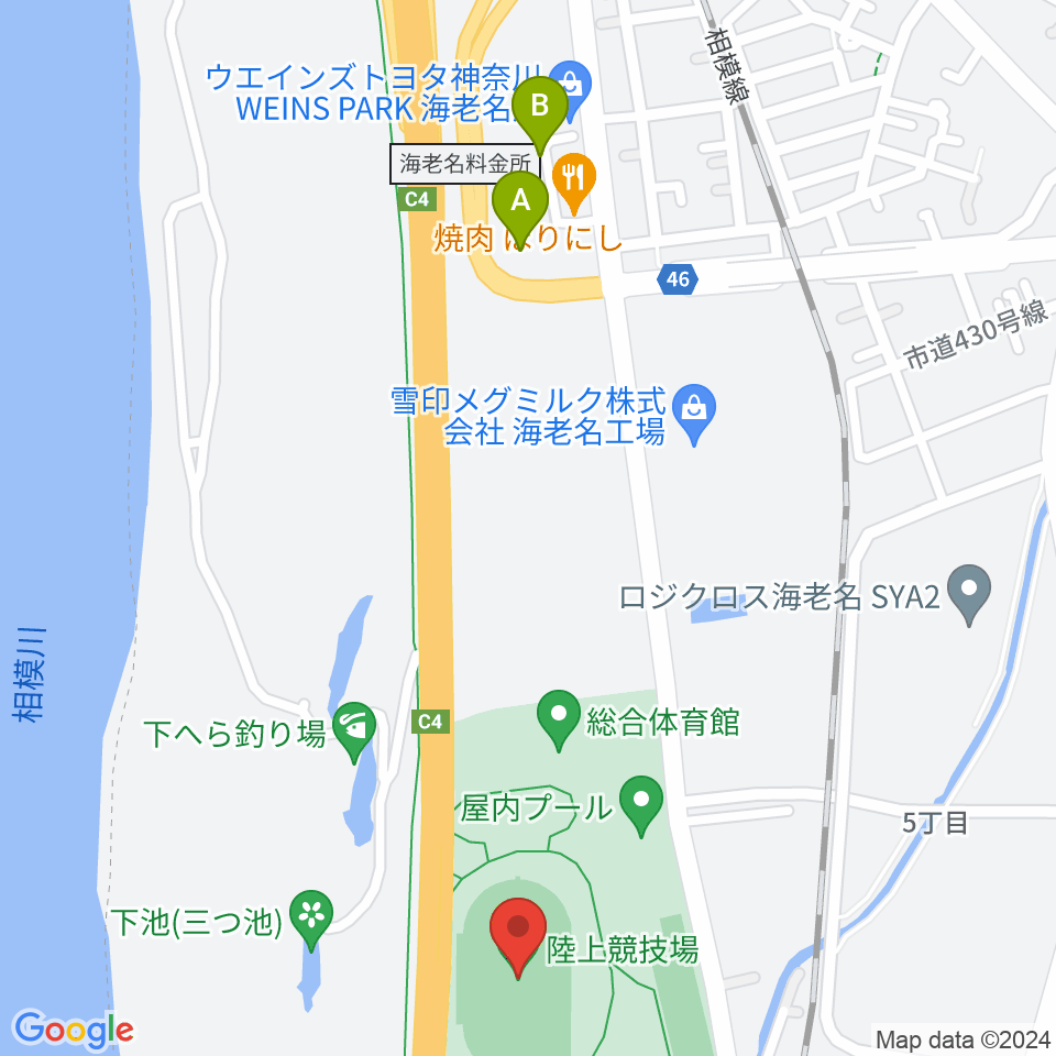 海老名運動公園陸上競技場周辺のホテル一覧地図