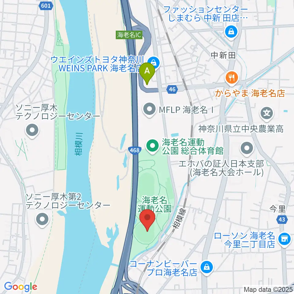 海老名運動公園野球場周辺のホテル一覧地図