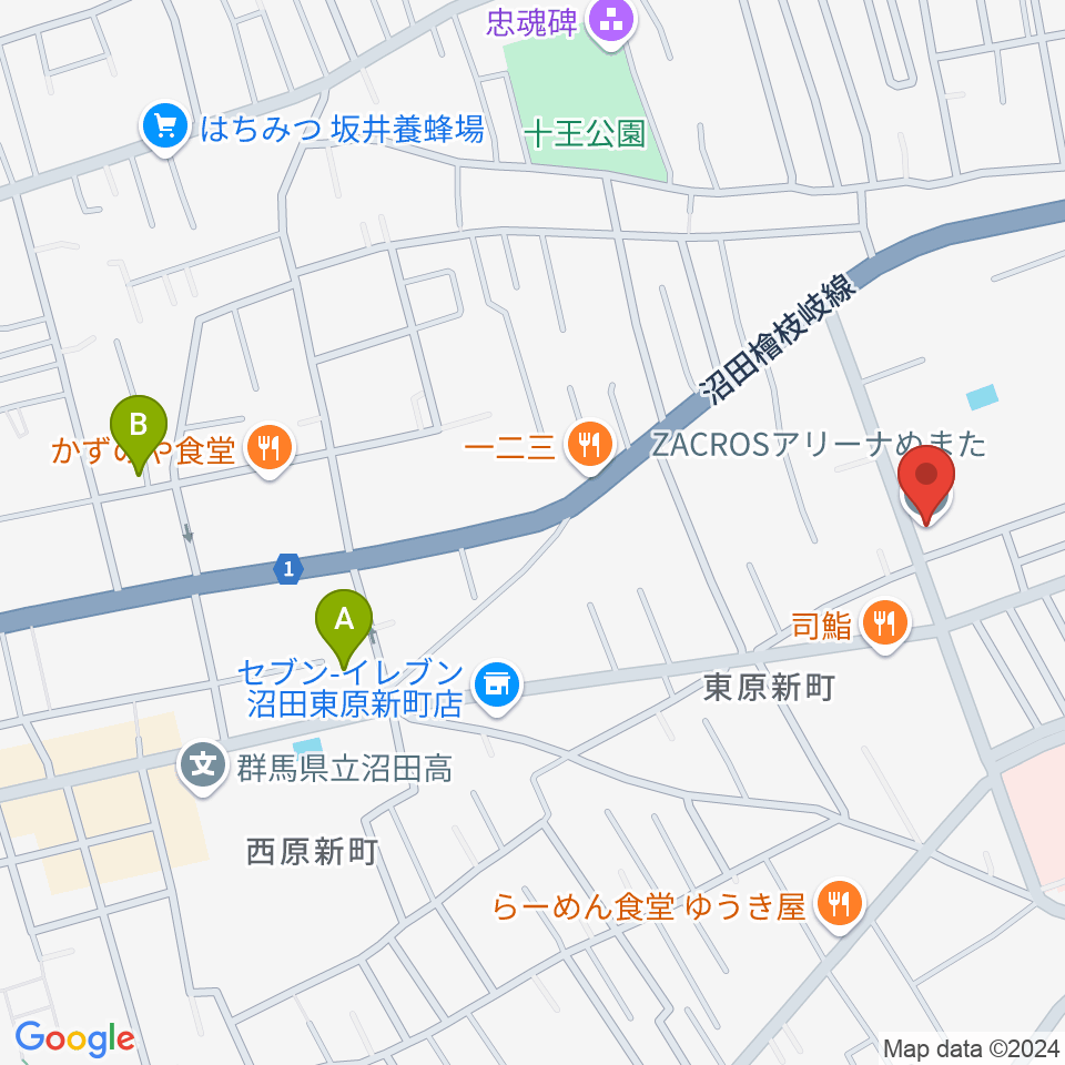 ZACROSアリーナぬまた周辺のホテル一覧地図