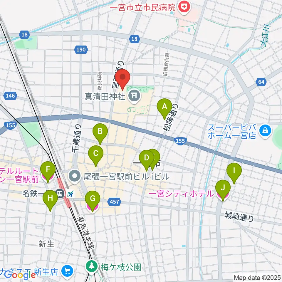 一宮スポーツ文化センター周辺のホテル一覧地図