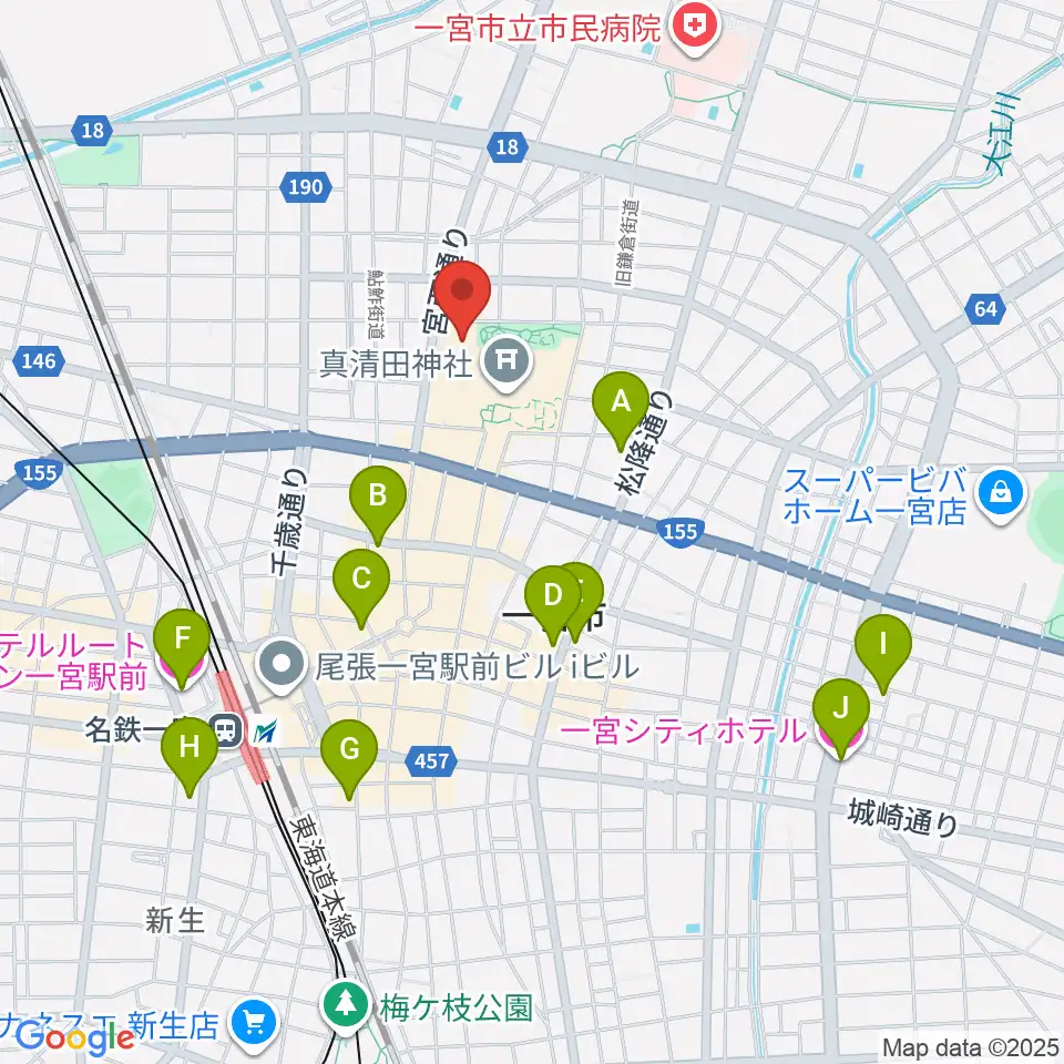 一宮スポーツ文化センター周辺のホテル一覧地図