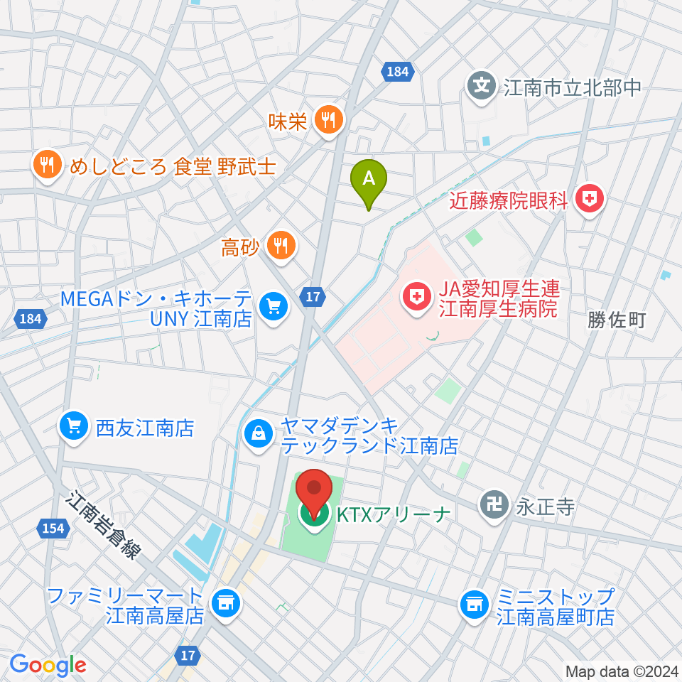 KTXアリーナ周辺のホテル一覧地図