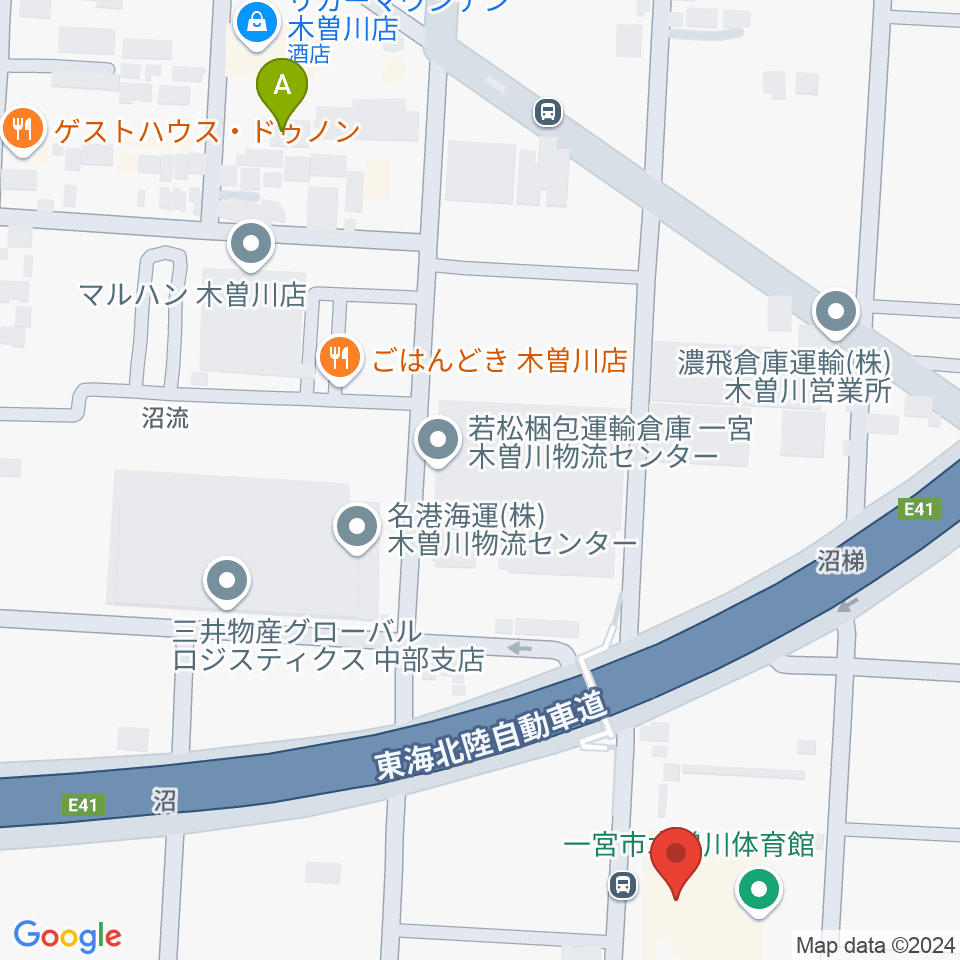 木曽川体育館周辺のホテル一覧地図