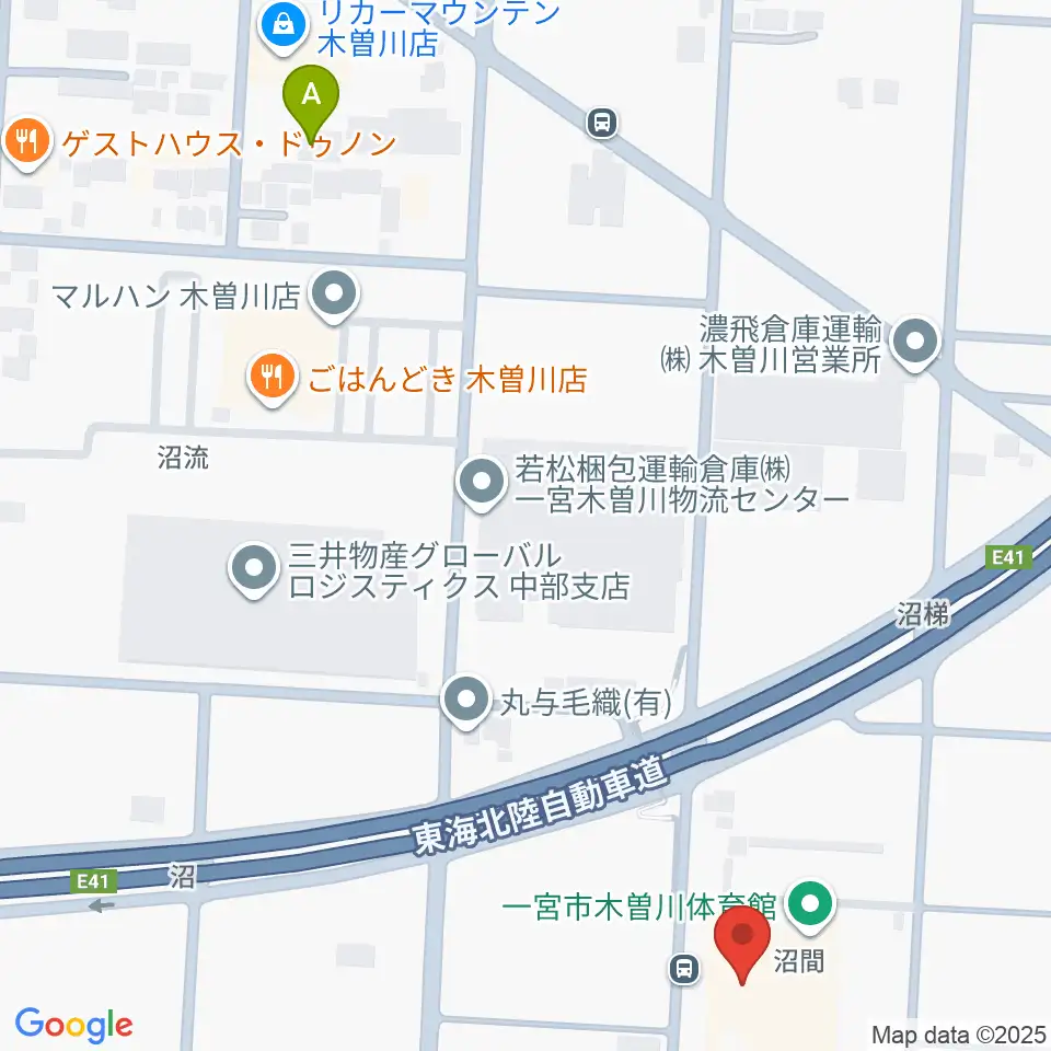 木曽川体育館周辺のホテル一覧地図