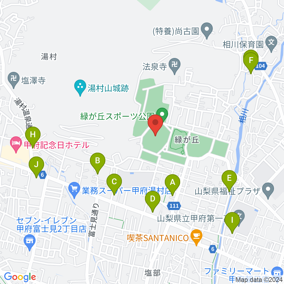 ふじでんスタジアム周辺のホテル一覧地図