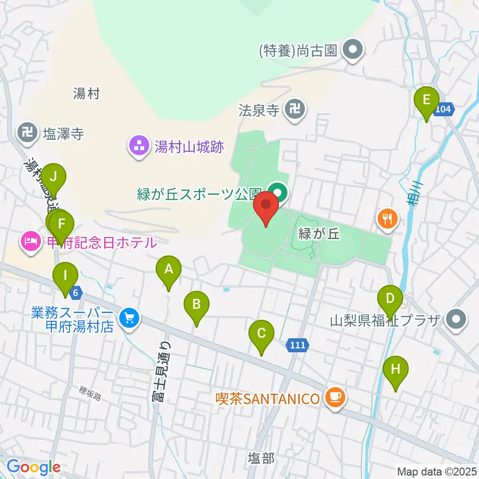 ふじでんスタジアム周辺のホテル一覧地図
