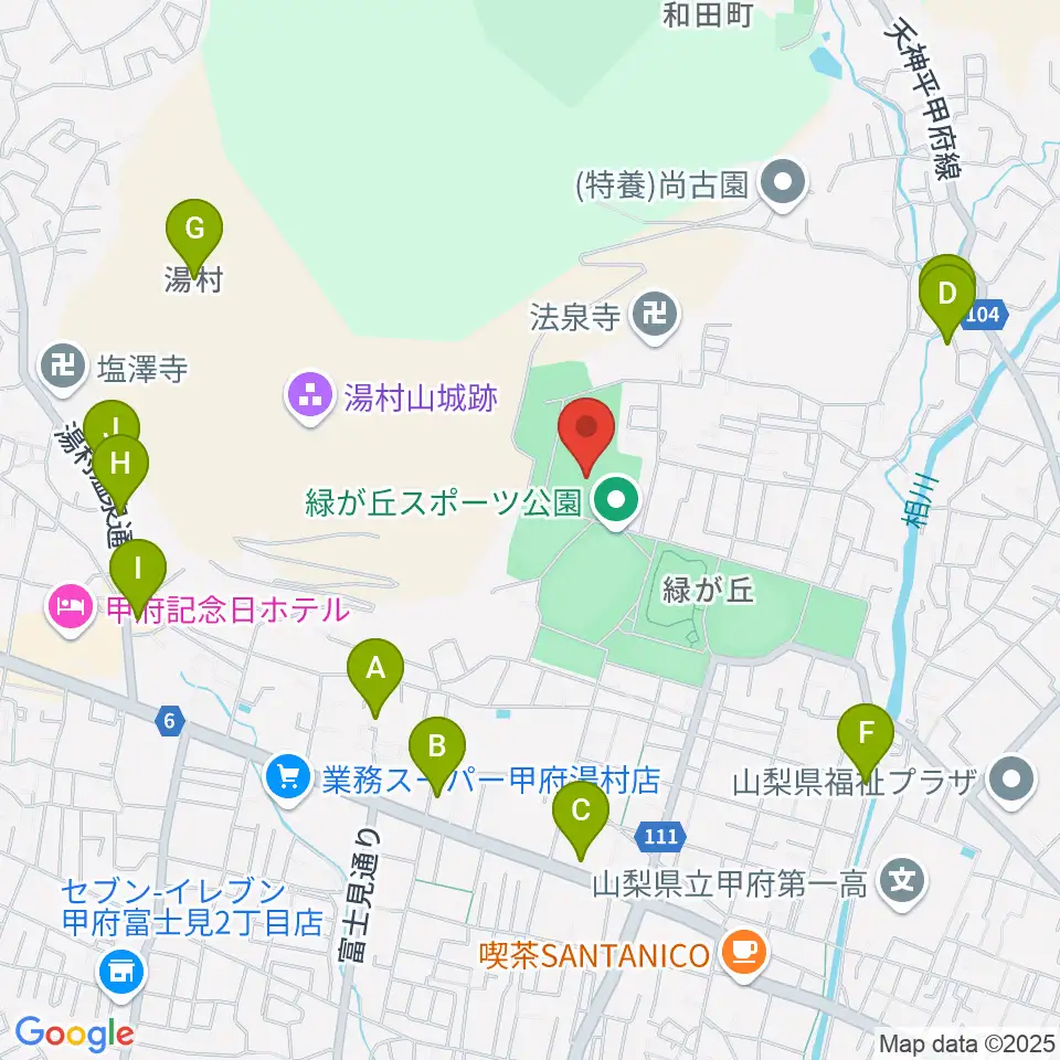 緑が丘スポーツ公園体育館周辺のホテル一覧地図