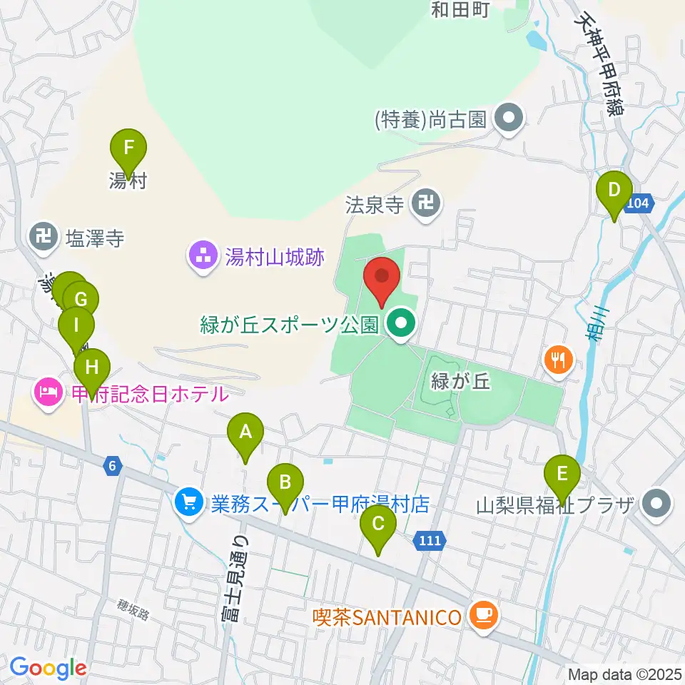 緑が丘スポーツ公園体育館周辺のホテル一覧地図
