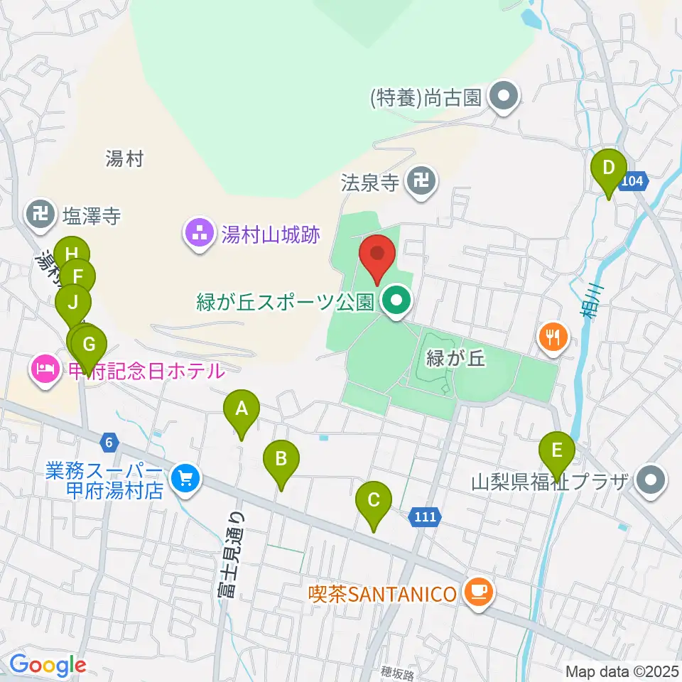 緑が丘スポーツ公園体育館周辺のホテル一覧地図