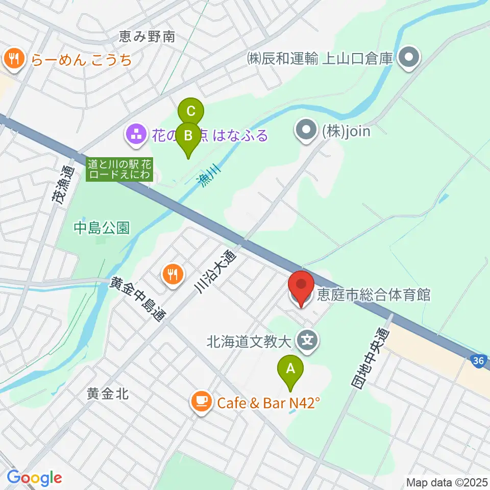 恵庭市総合体育館周辺のホテル一覧地図