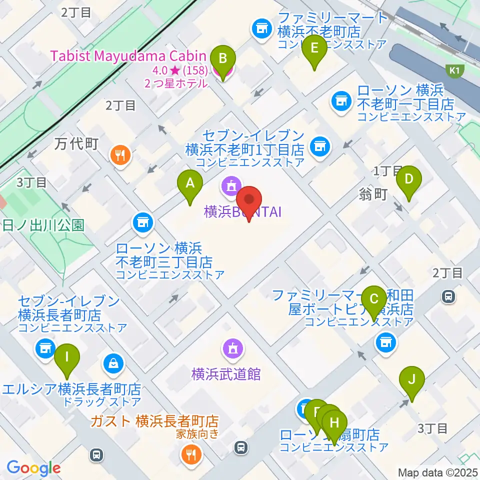 横浜BUNTAI周辺のホテル一覧地図