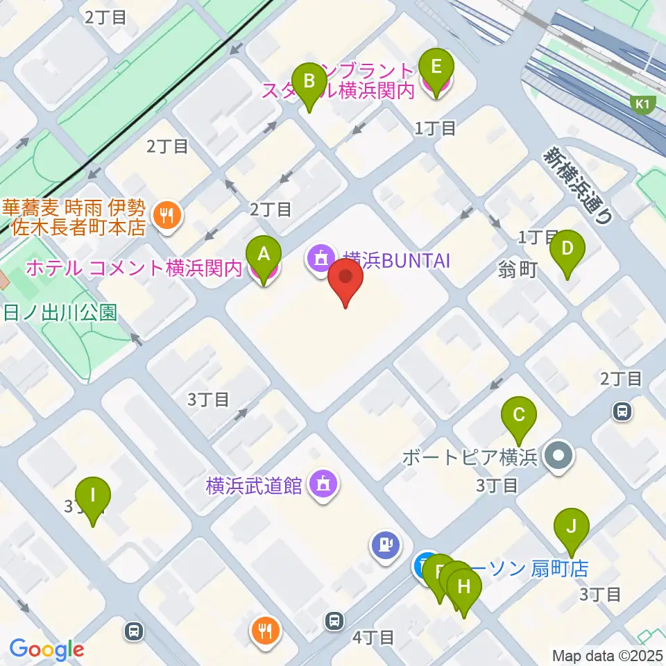横浜BUNTAI周辺のホテル一覧地図