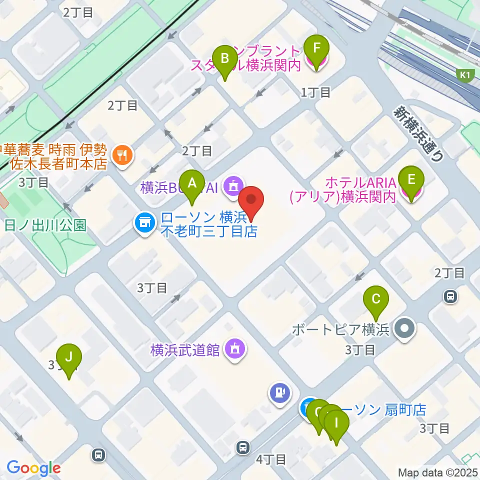 横浜BUNTAI周辺のホテル一覧地図