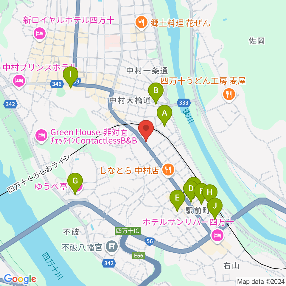 しまんとぴあ 四万十市総合文化センター周辺のホテル一覧地図