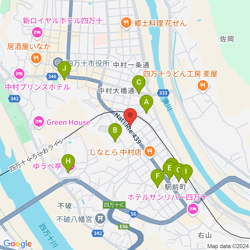 しまんとぴあ 四万十市総合文化センター周辺のホテル一覧地図