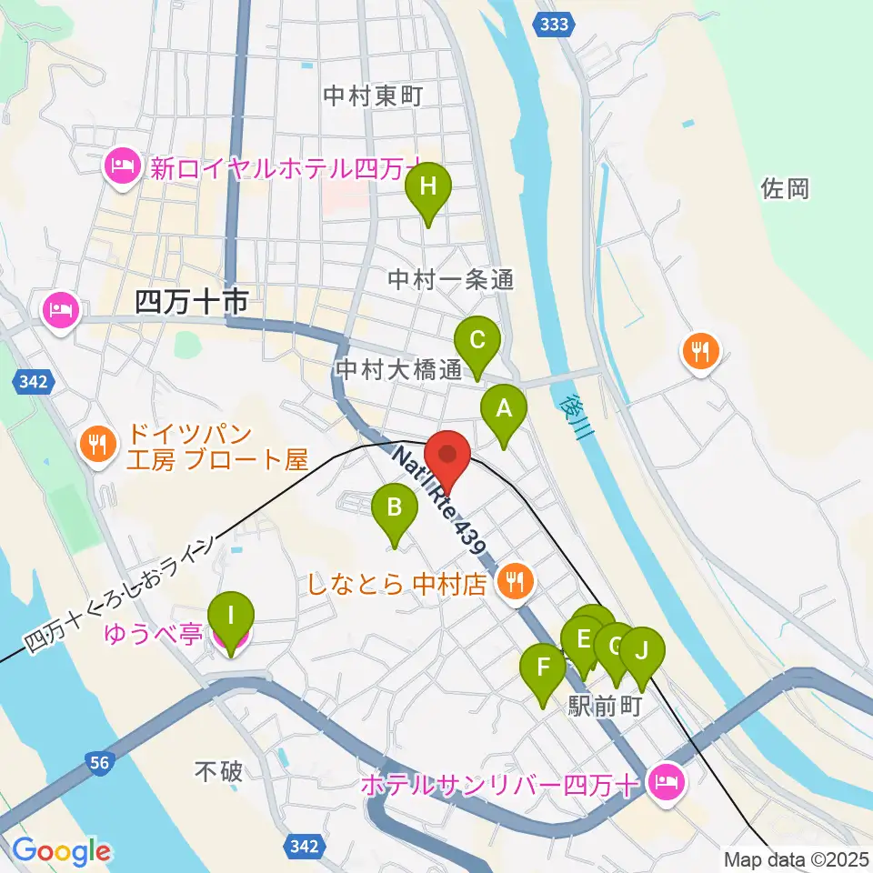 しまんとぴあ 四万十市総合文化センター周辺のホテル一覧地図