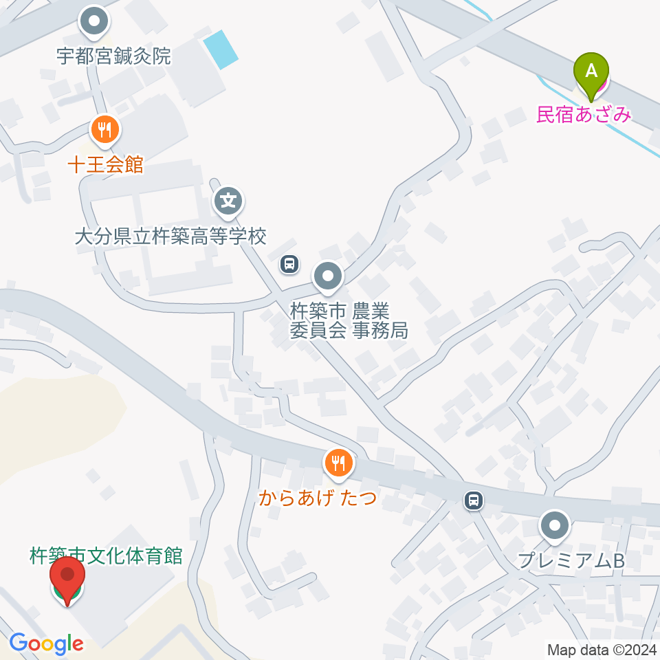 杵築市文化体育館周辺のホテル一覧地図