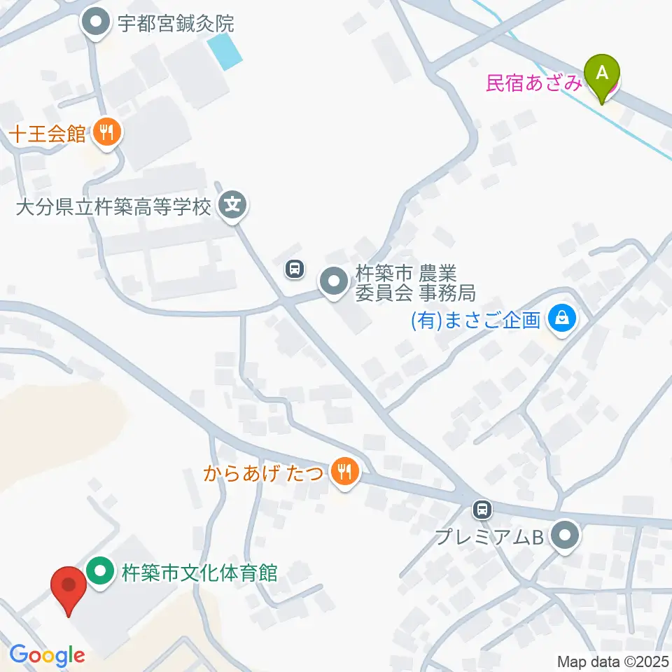 杵築市文化体育館周辺のホテル一覧地図