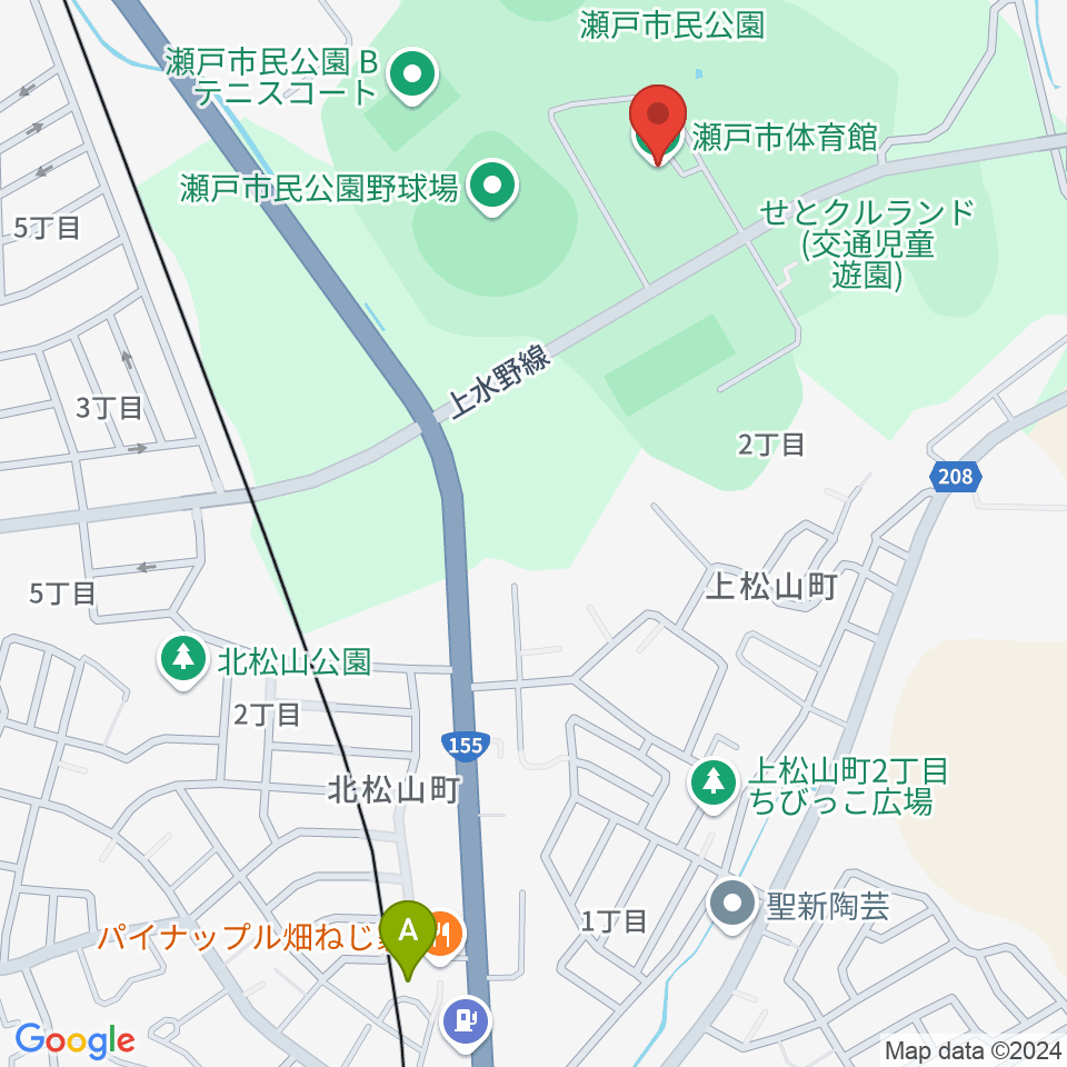 瀬戸市体育館・第二体育館周辺のホテル一覧地図