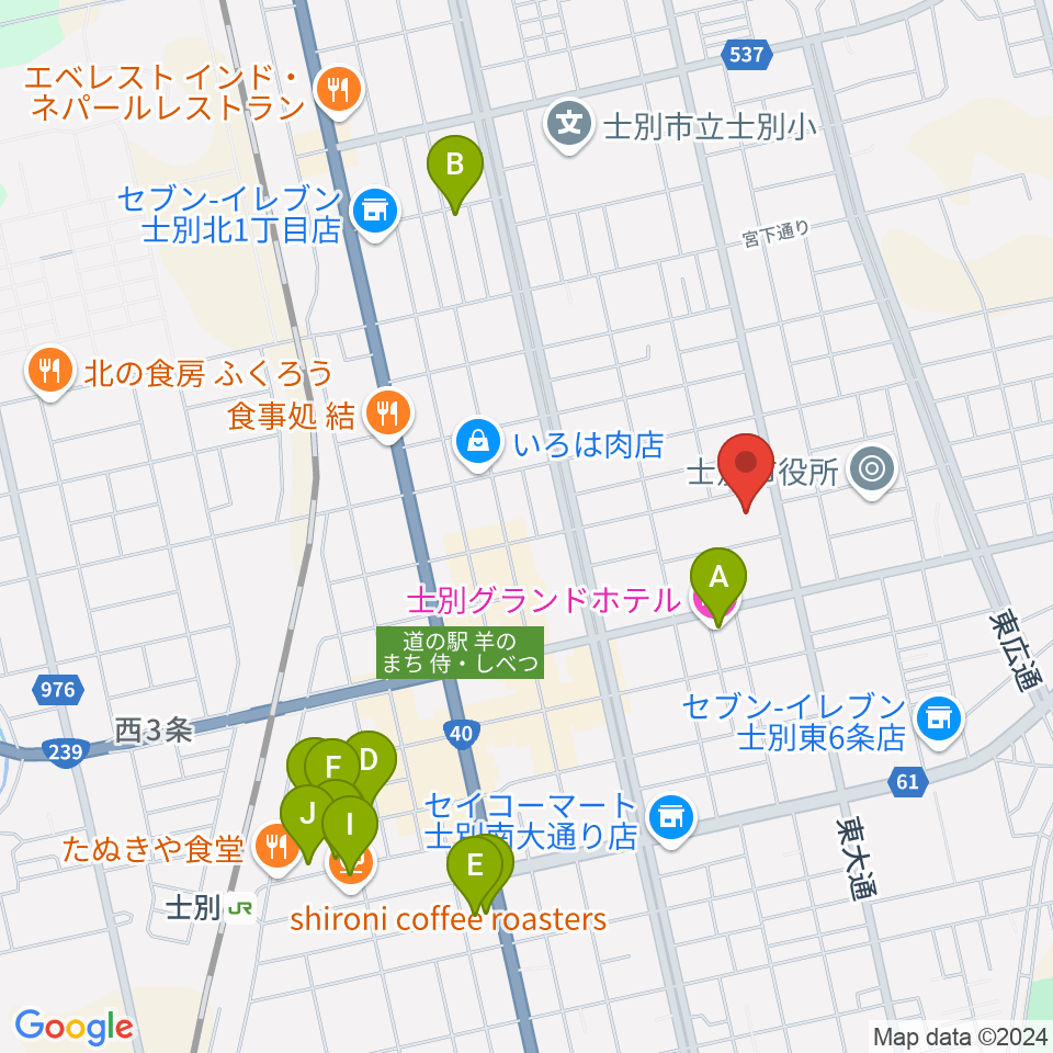 士別市総合体育館周辺のホテル一覧地図