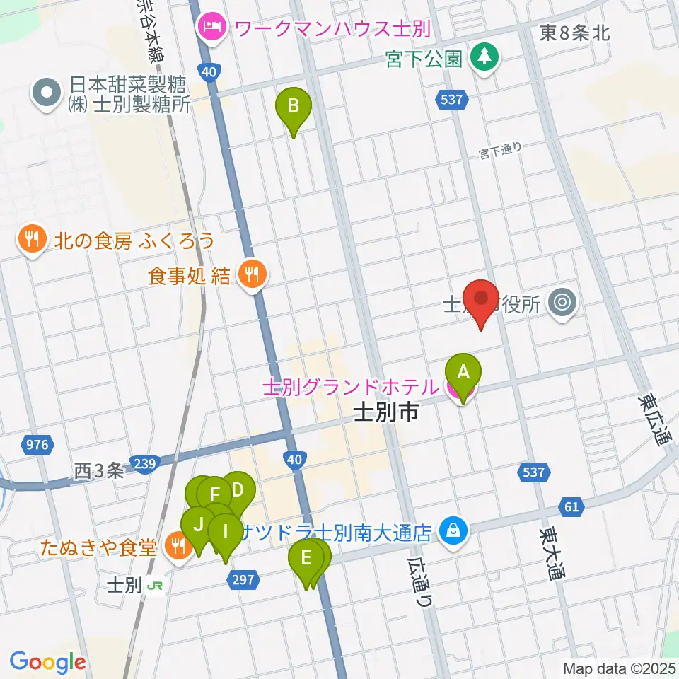 士別市総合体育館周辺のホテル一覧地図