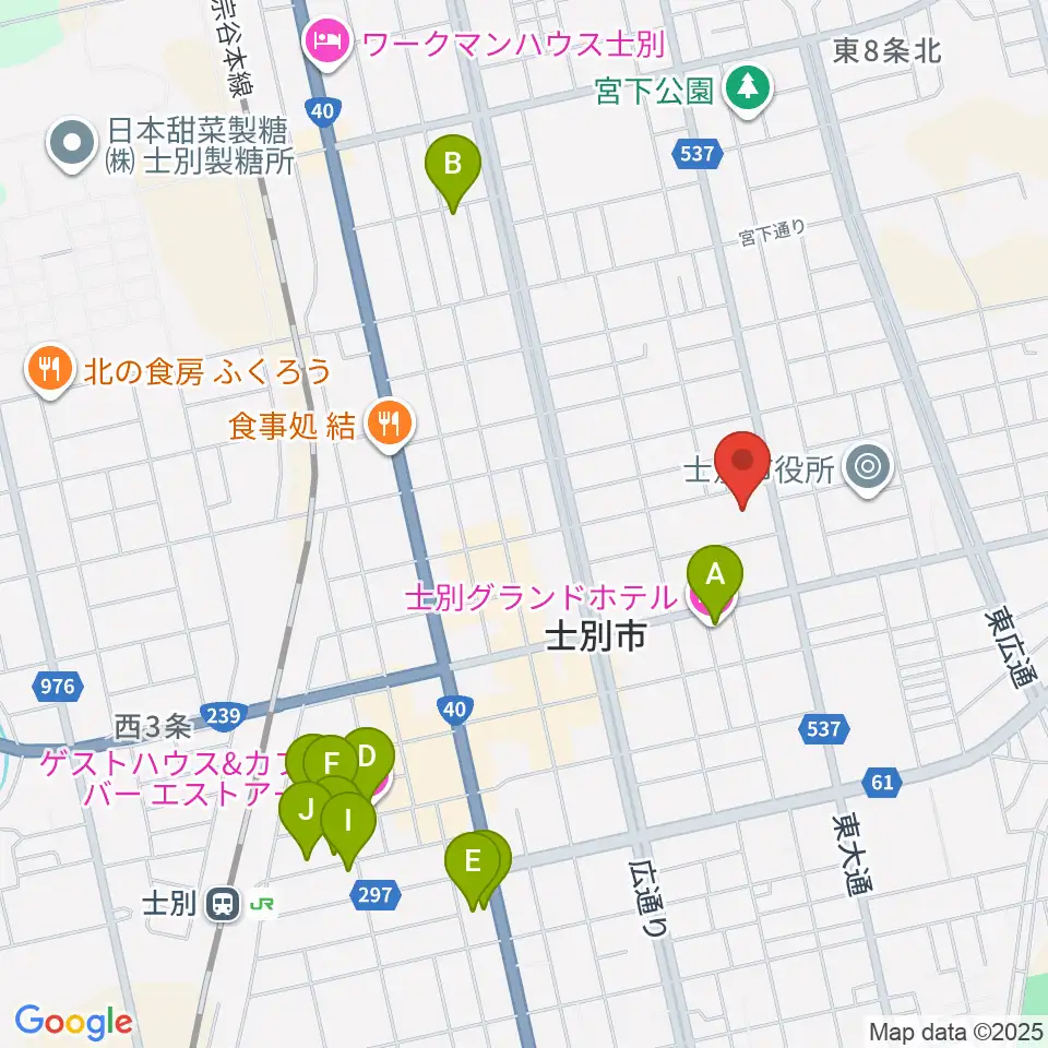 士別市総合体育館周辺のホテル一覧地図
