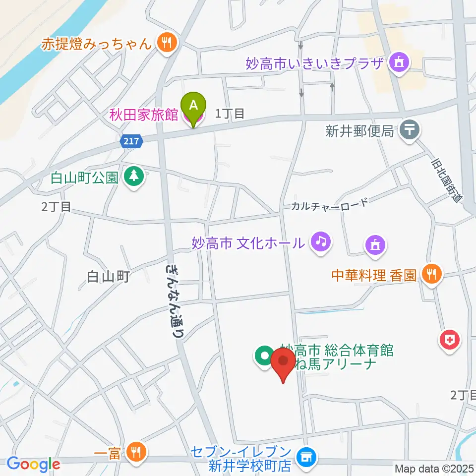 妙高市総合体育館はね馬アリーナ周辺のホテル一覧地図