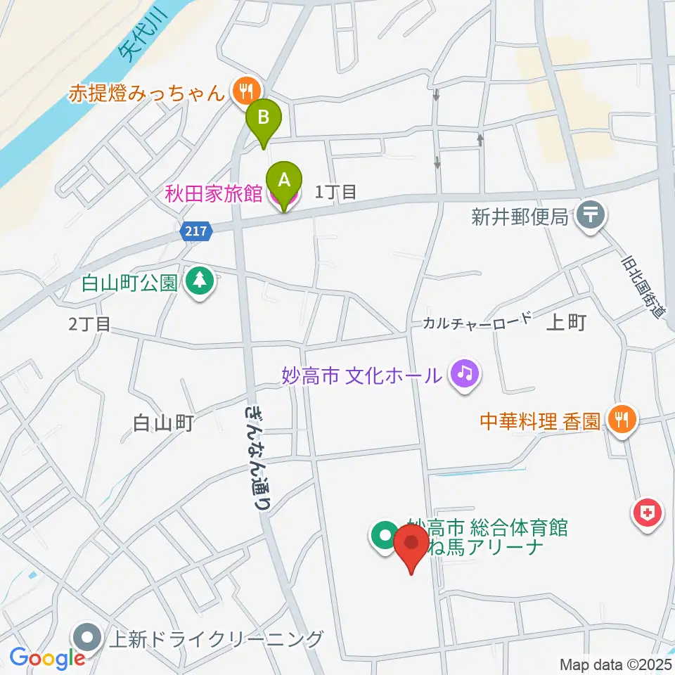 妙高市総合体育館はね馬アリーナ周辺のホテル一覧地図
