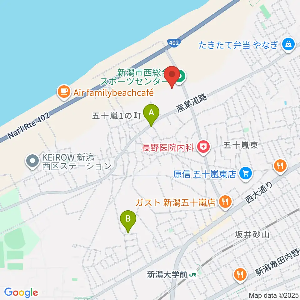 新潟市西総合スポーツセンター周辺のホテル一覧地図