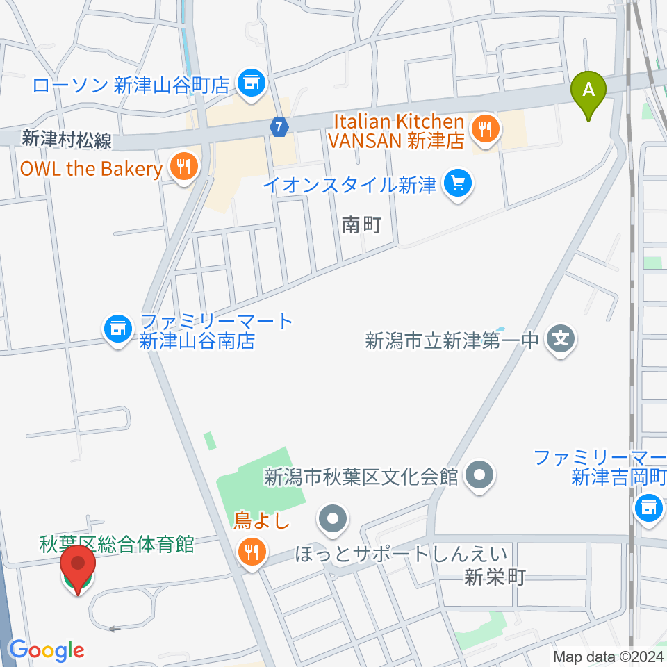 新潟市秋葉区総合体育館周辺のホテル一覧地図