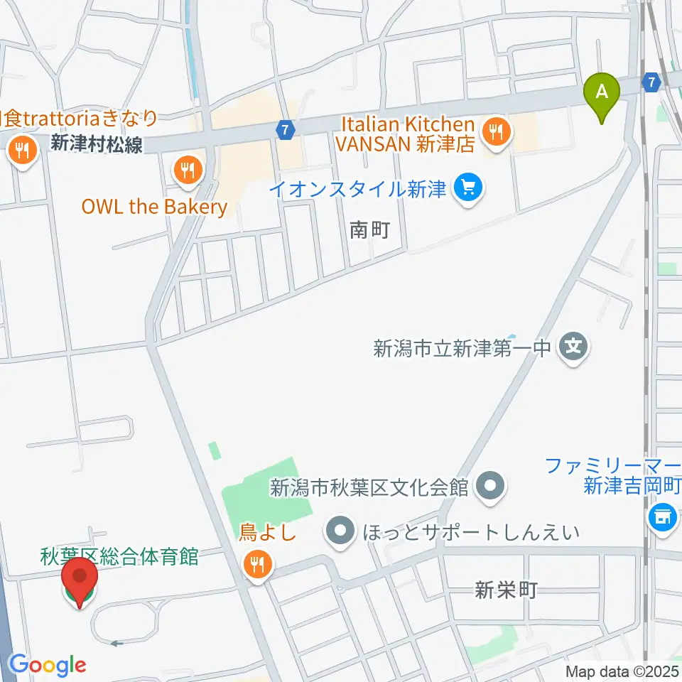 新潟市秋葉区総合体育館周辺のホテル一覧地図