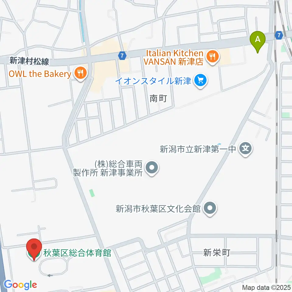 新潟市秋葉区総合体育館周辺のホテル一覧地図