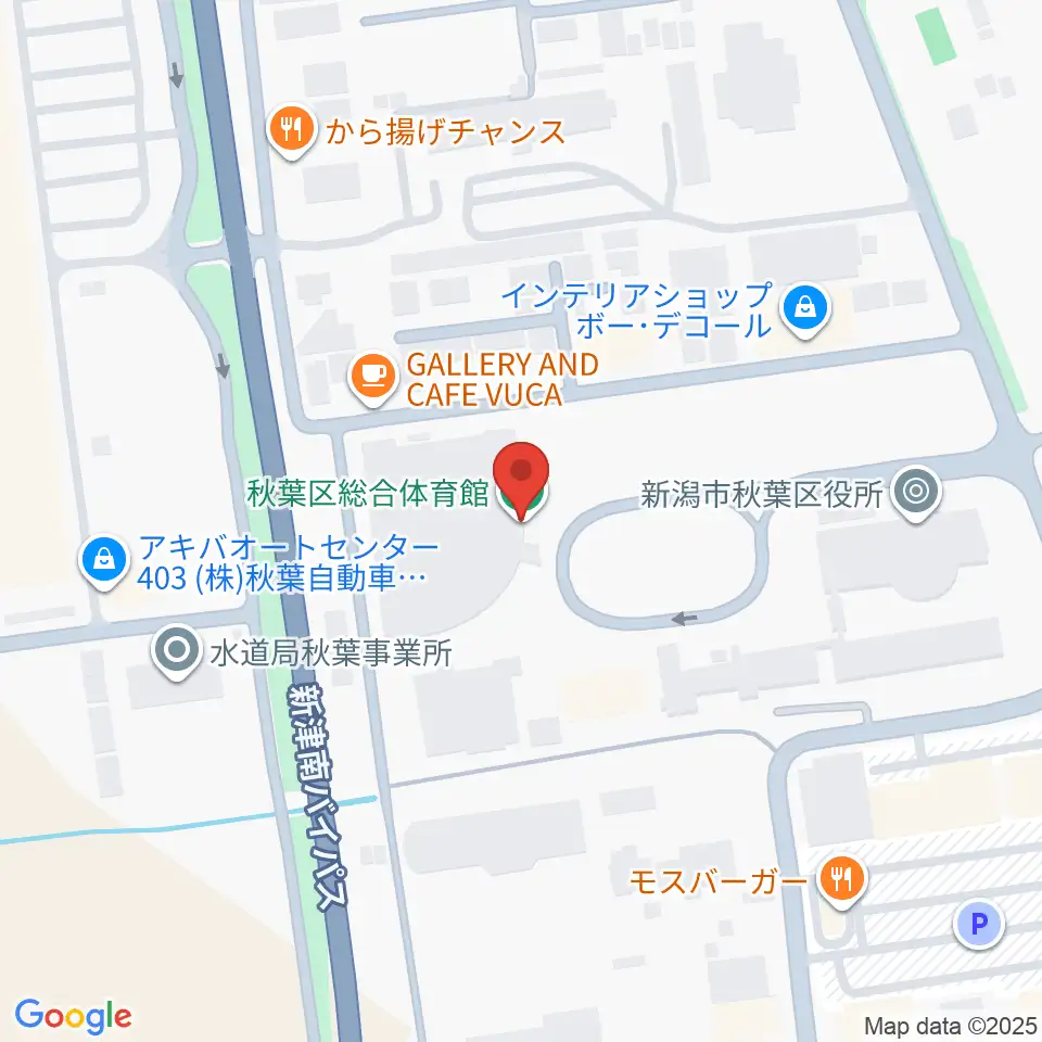 新潟市秋葉区総合体育館周辺のホテル一覧地図