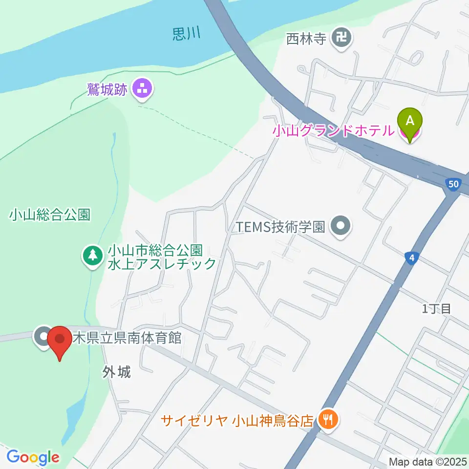 栃木県立県南体育館周辺のホテル一覧地図