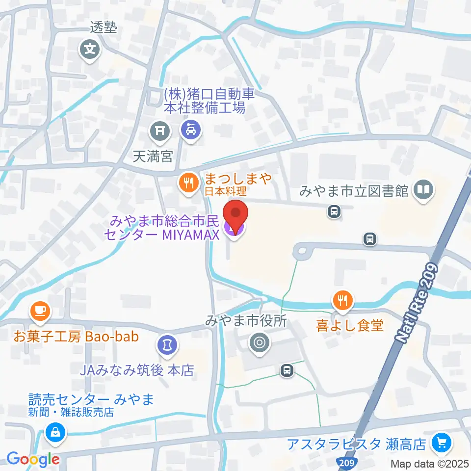 みやま市総合市民センターMIYAMAX周辺のホテル一覧地図