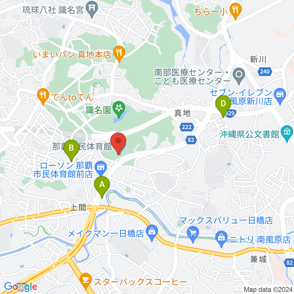 那覇市民体育館周辺のホテル一覧地図