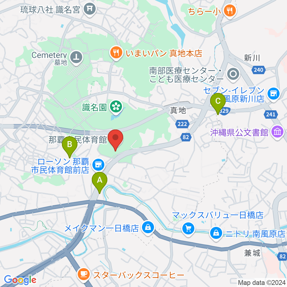 那覇市民体育館周辺のホテル一覧地図