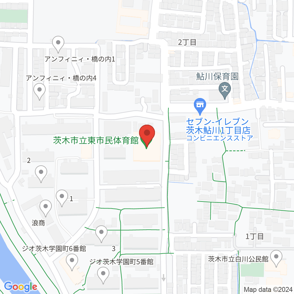 茨木市東市民体育館周辺のホテル一覧地図