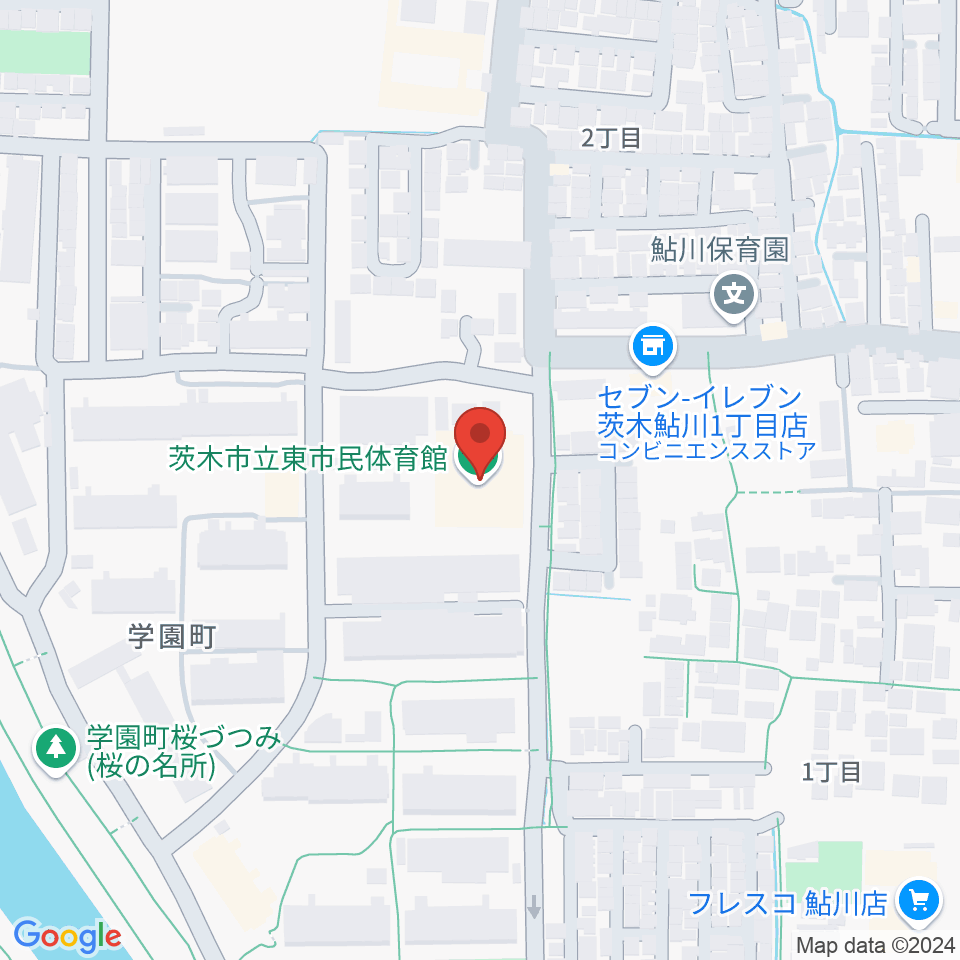 茨木市東市民体育館周辺のホテル一覧地図